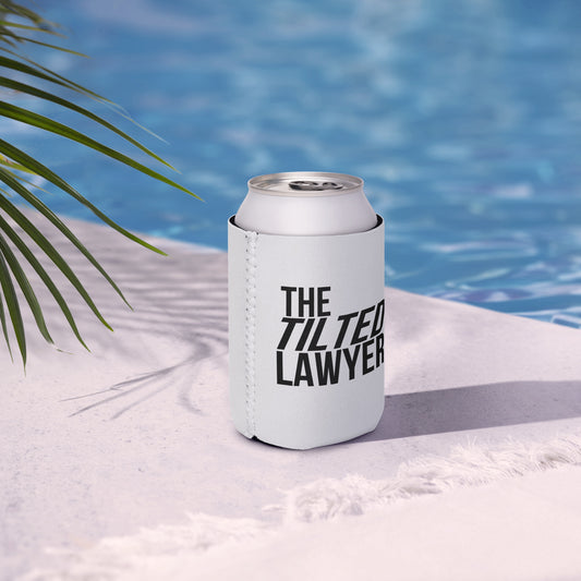 The Tilted Lawyer Logo Can cooler