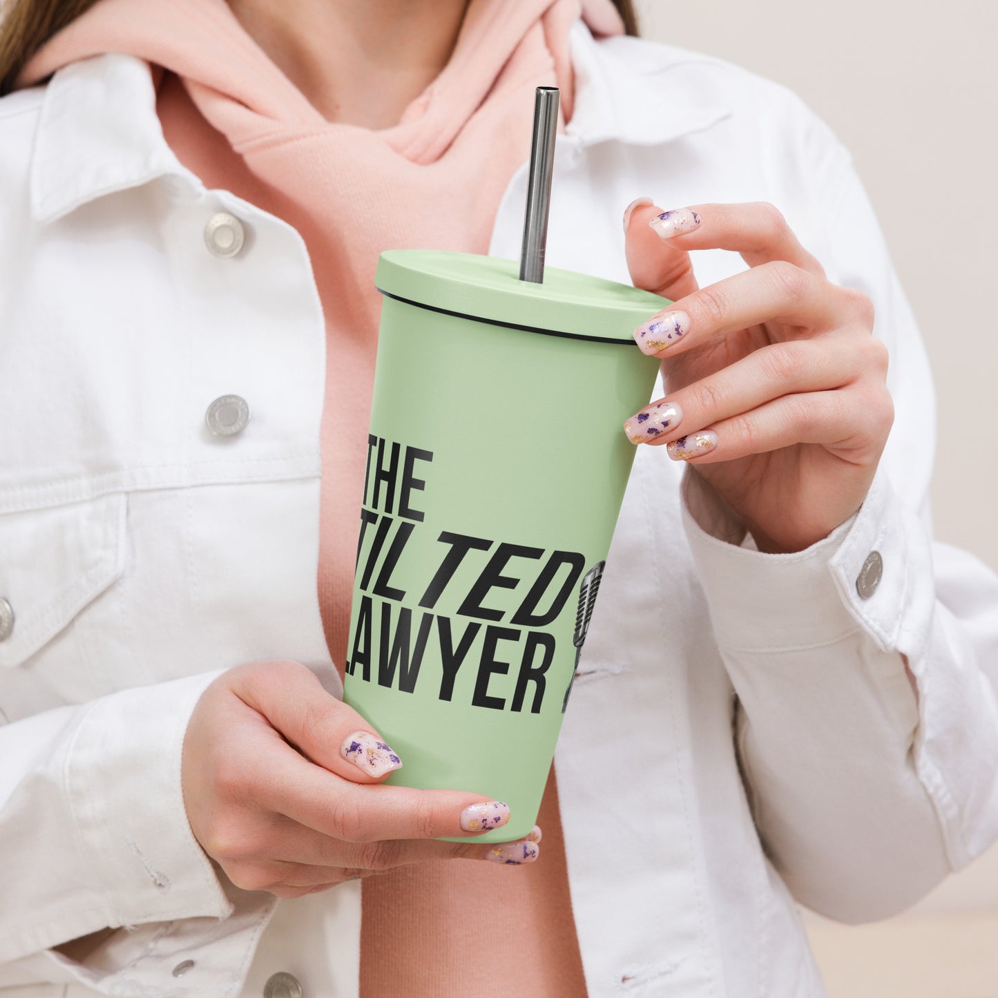 The Tilted Lawyer Logo Insulated tumbler with a straw