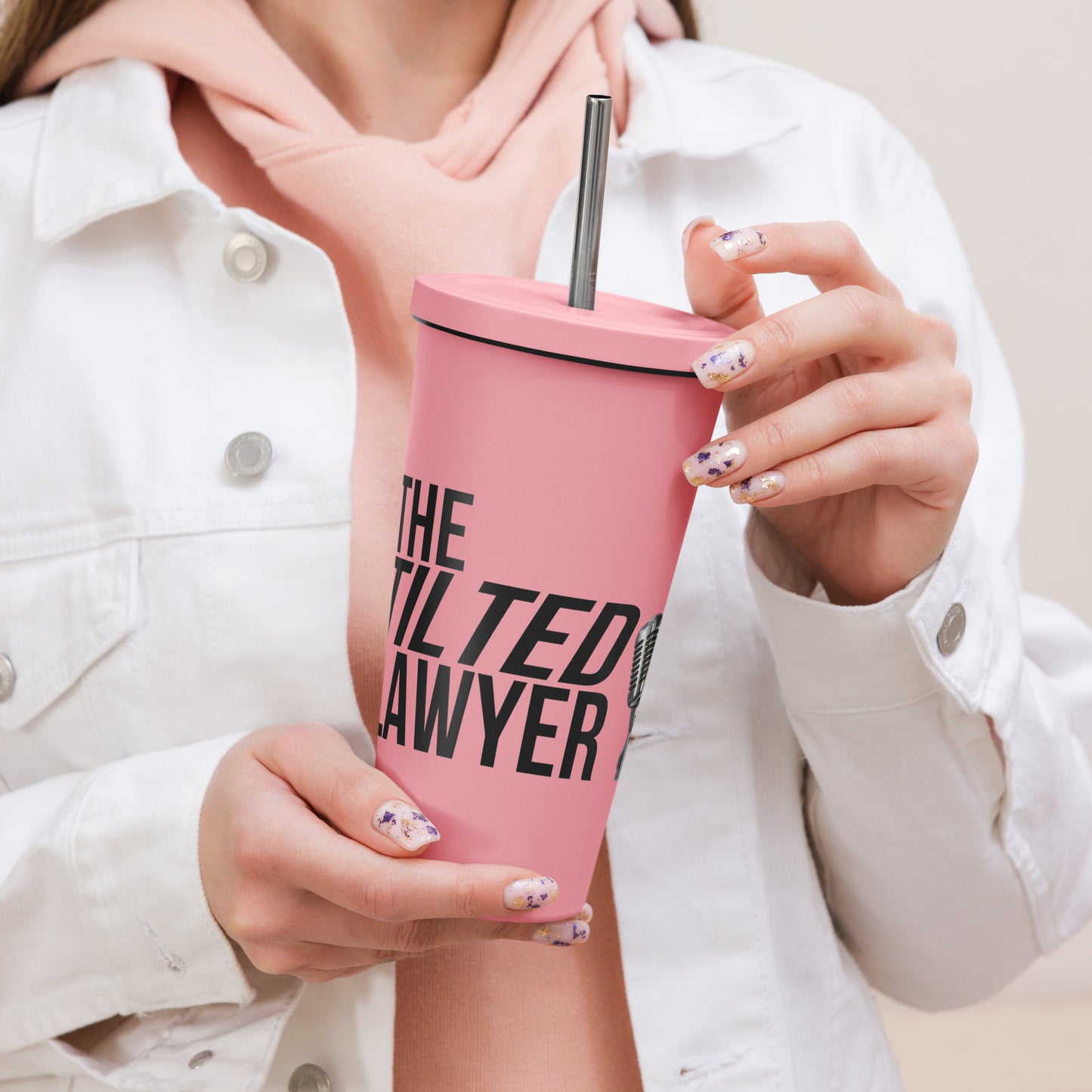 The Tilted Lawyer Logo Insulated tumbler with a straw