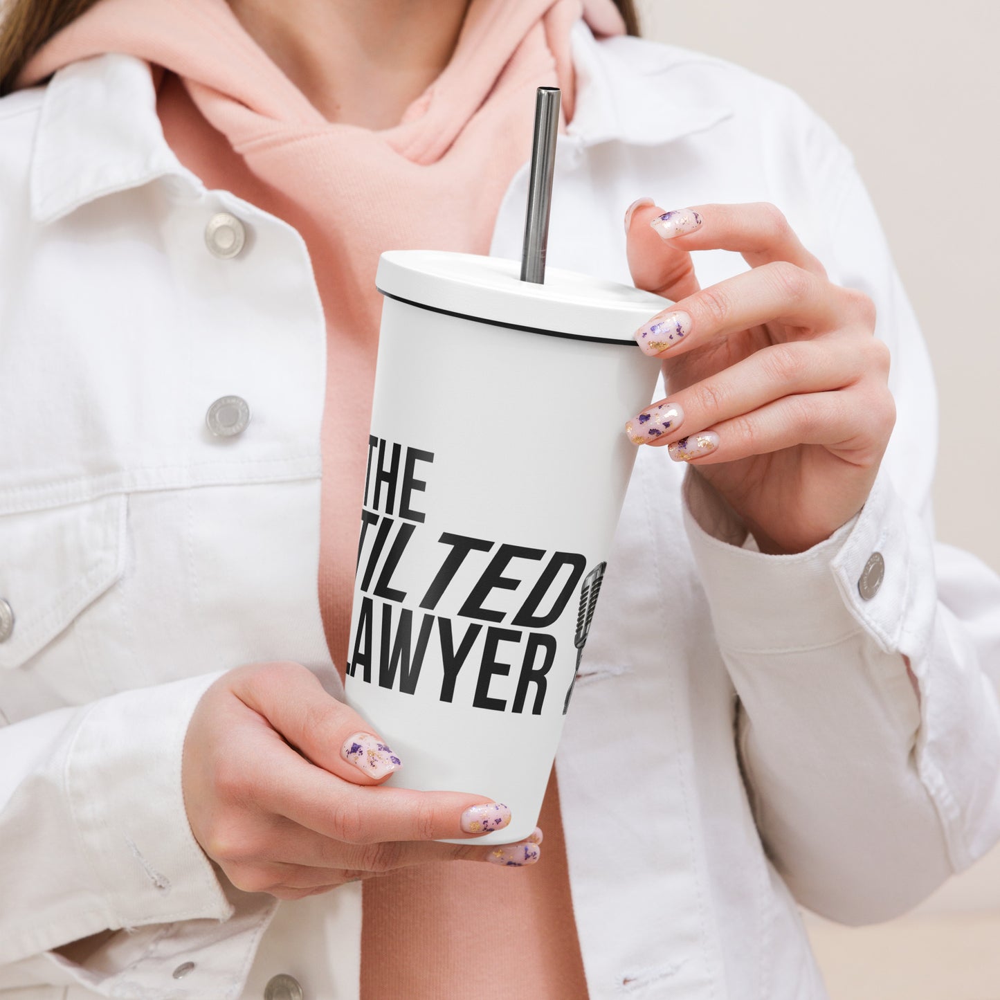 The Tilted Lawyer Logo Insulated tumbler with a straw