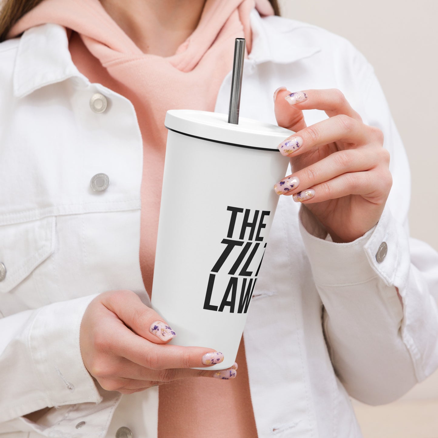 The Tilted Lawyer Logo Insulated tumbler with a straw